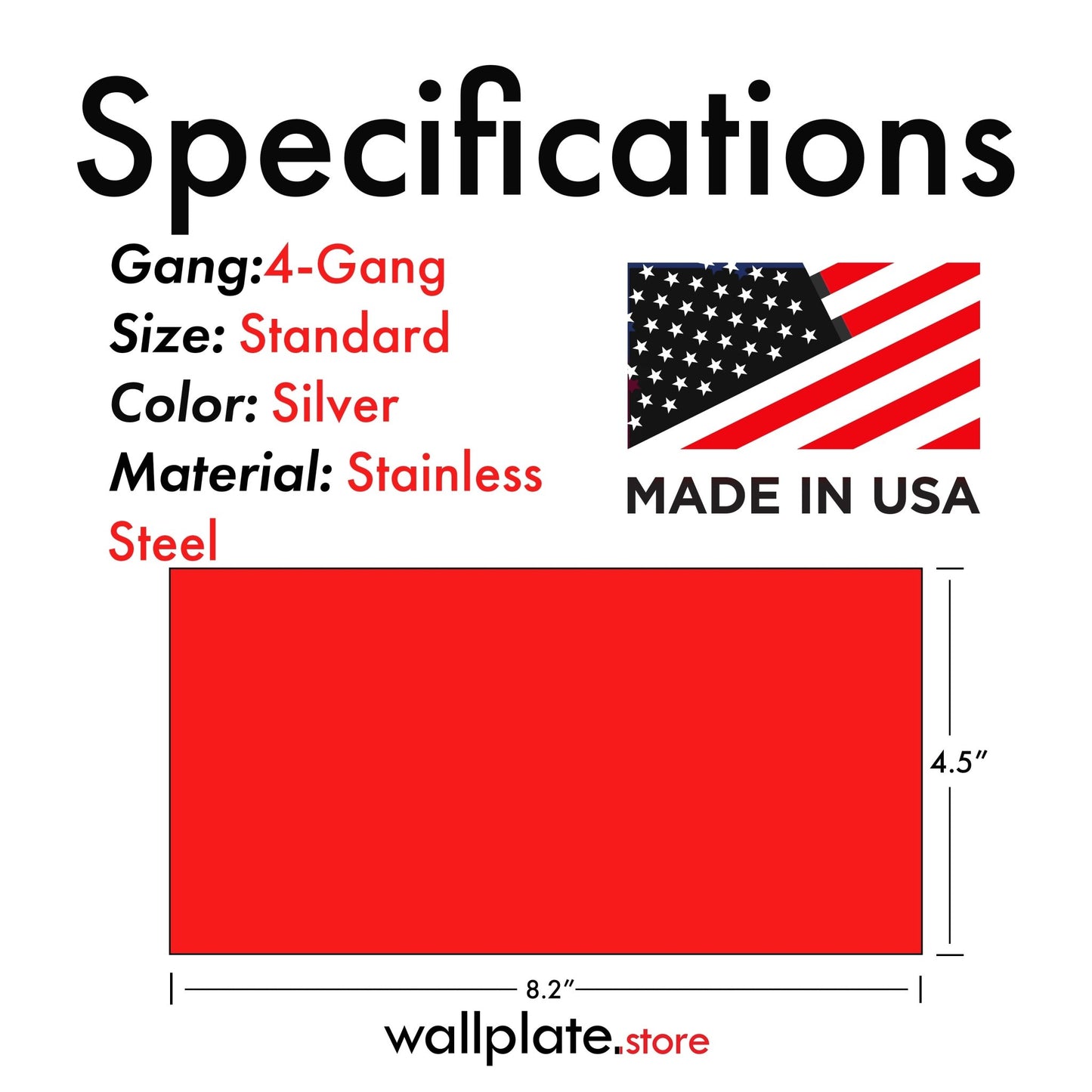 4 Gang Stainless Steel Toggle Switch Wall Plate Cover - Wallplate.Store - Little Red General Store