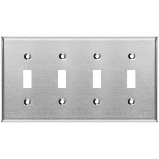 4 Gang Stainless Steel Toggle Switch Wall Plate Cover - Wallplate.Store - Little Red General Store