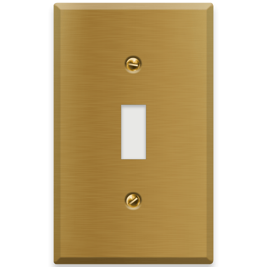 1 - Gang Satin Brass Toggle Switch Wall Plate Cover - Wallplate.Store - Little Red General Store