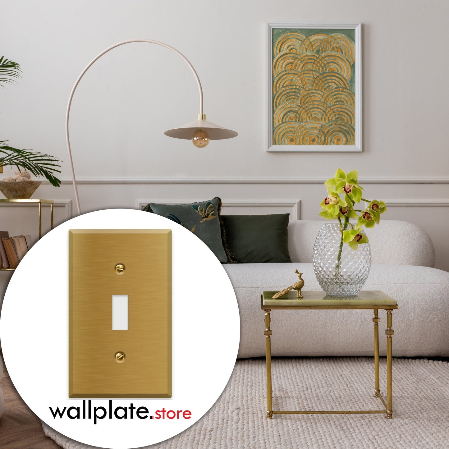 1 - Gang Satin Brass Toggle Switch Wall Plate Cover - Wallplate.Store - Little Red General Store