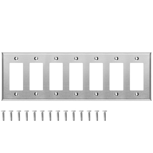 7 - Gang Stainless Steel Decora Switch Wall Plate - Wallplate.Store - Little Red General Store