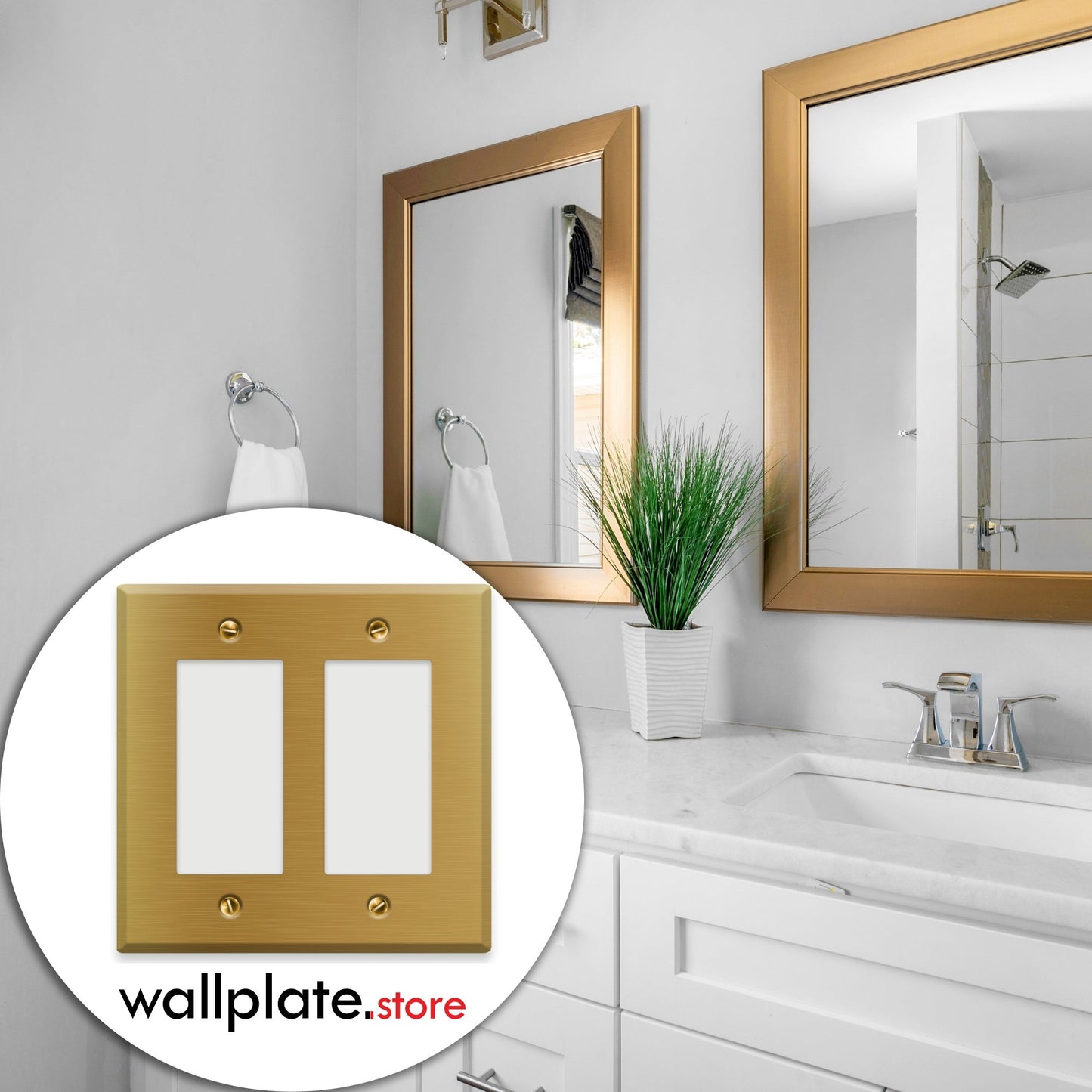 2 - Gang Satin Brass Decora Switch Plate Cover - Wallplate.Store - Little Red General Store