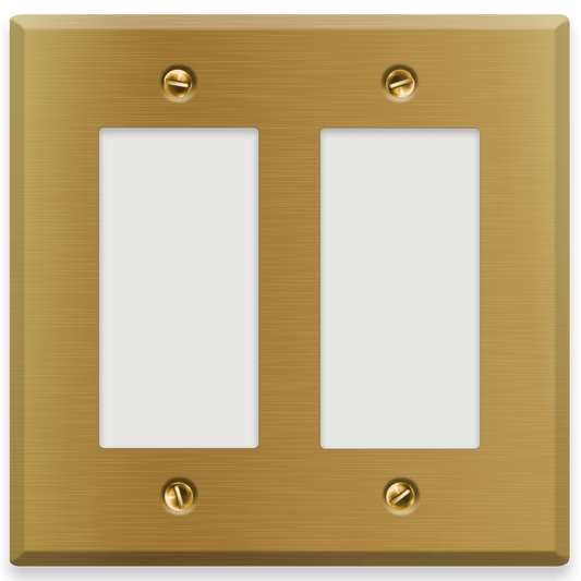 2 - Gang Satin Brass Decora Switch Plate Cover - Wallplate.Store - Little Red General Store