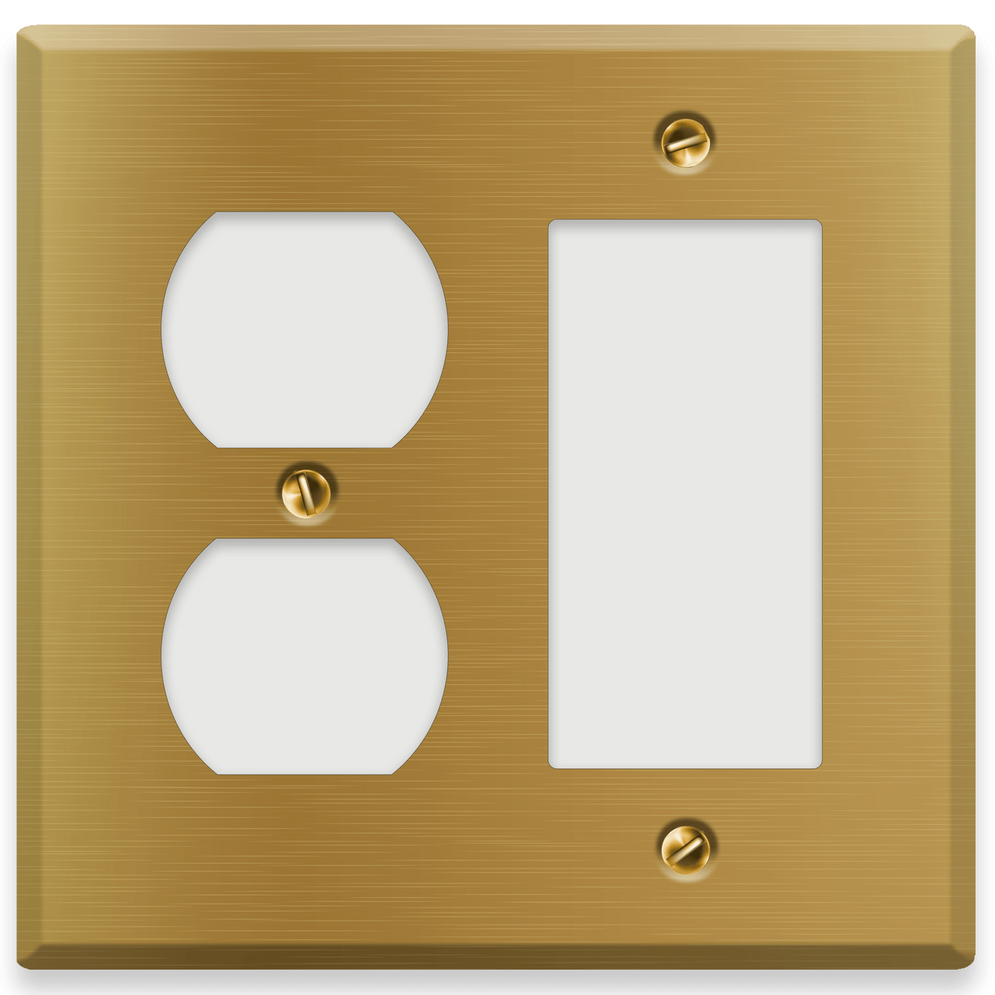 2 - Gang Satin Brass Duplex Receptacle / Decora Switch Cover - Wallplate.Store - Little Red General Store