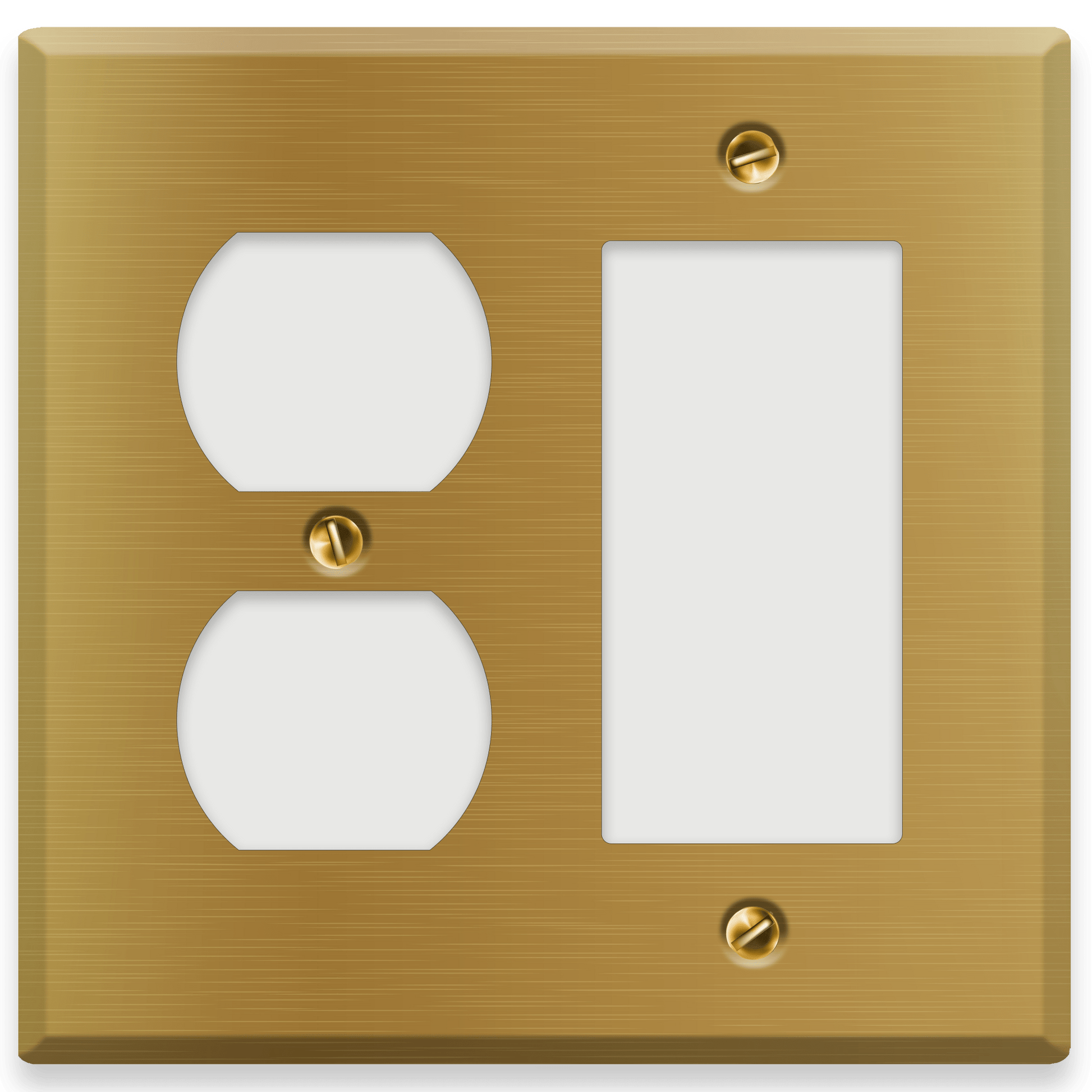 2 - Gang Satin Brass Duplex Receptacle / Decora Switch Cover - Wallplate.Store - Little Red General Store