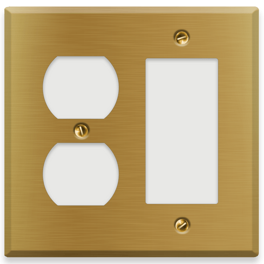2 - Gang Satin Brass Duplex Receptacle / Decora Switch Cover - Wallplate.Store - Little Red General Store