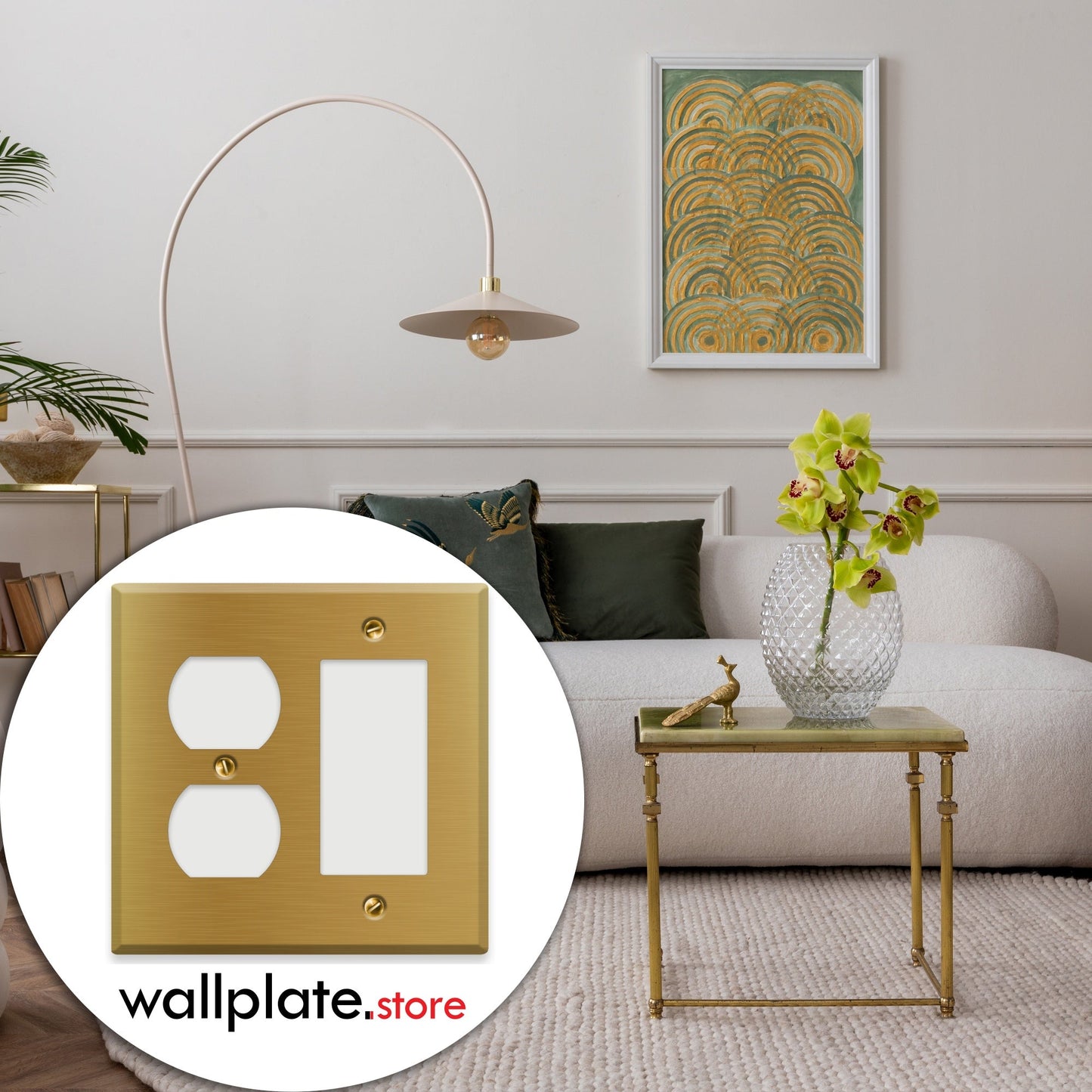 2 - Gang Satin Brass Duplex Receptacle / Decora Switch Cover - Wallplate.Store - Little Red General Store