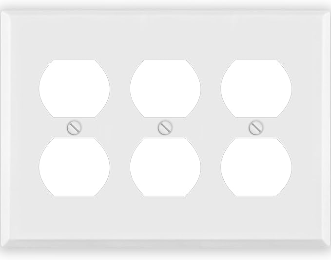 3 Gang White Metal Duplex Receptacle Wall Plate - Wallplate.Store - Little Red General Store