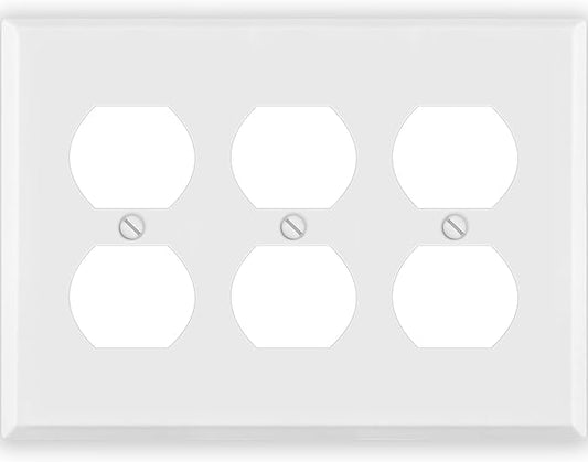 3 Gang White Metal Duplex Receptacle Wall Plate - Wallplate.Store - Little Red General Store