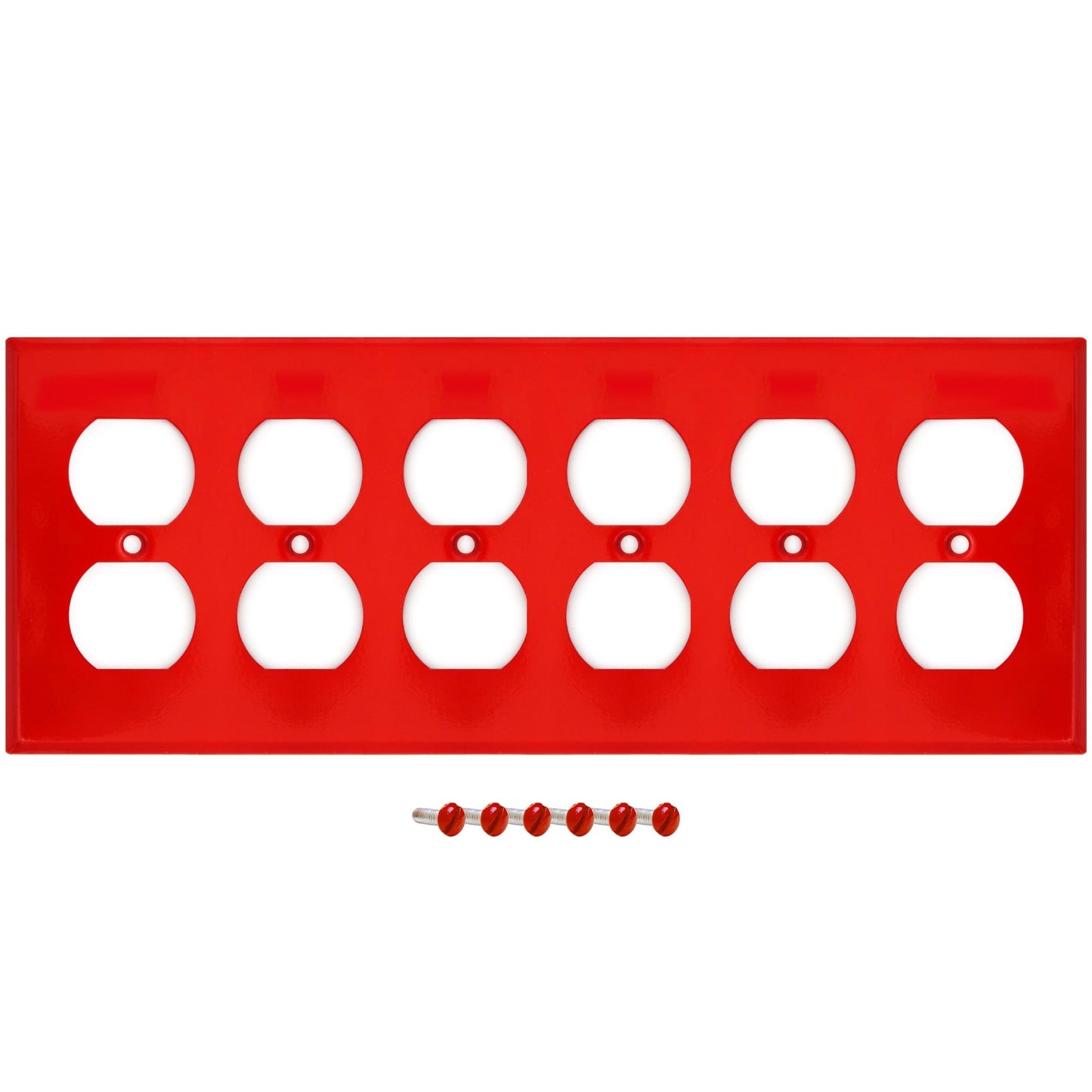 6 Gang Red Metal Duplex Receptacle Wall Plate - Wallplate.Store - Little Red General Store