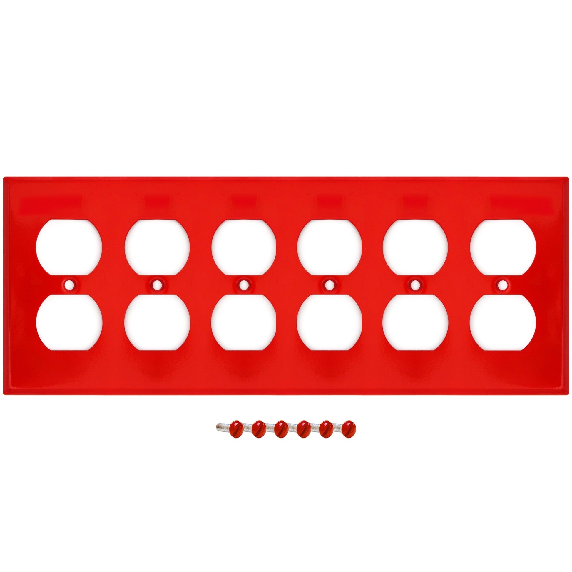 6 Gang Red Metal Duplex Receptacle Wall Plate - Wallplate.Store - Little Red General Store