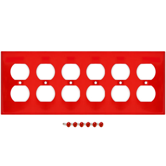 6 Gang Red Metal Duplex Receptacle Wall Plate - Wallplate.Store - Little Red General Store