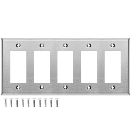 5 Gang Stainless Steel Decora Switch Wall Plate Cover - Wallplate.Store - Little Red General Store