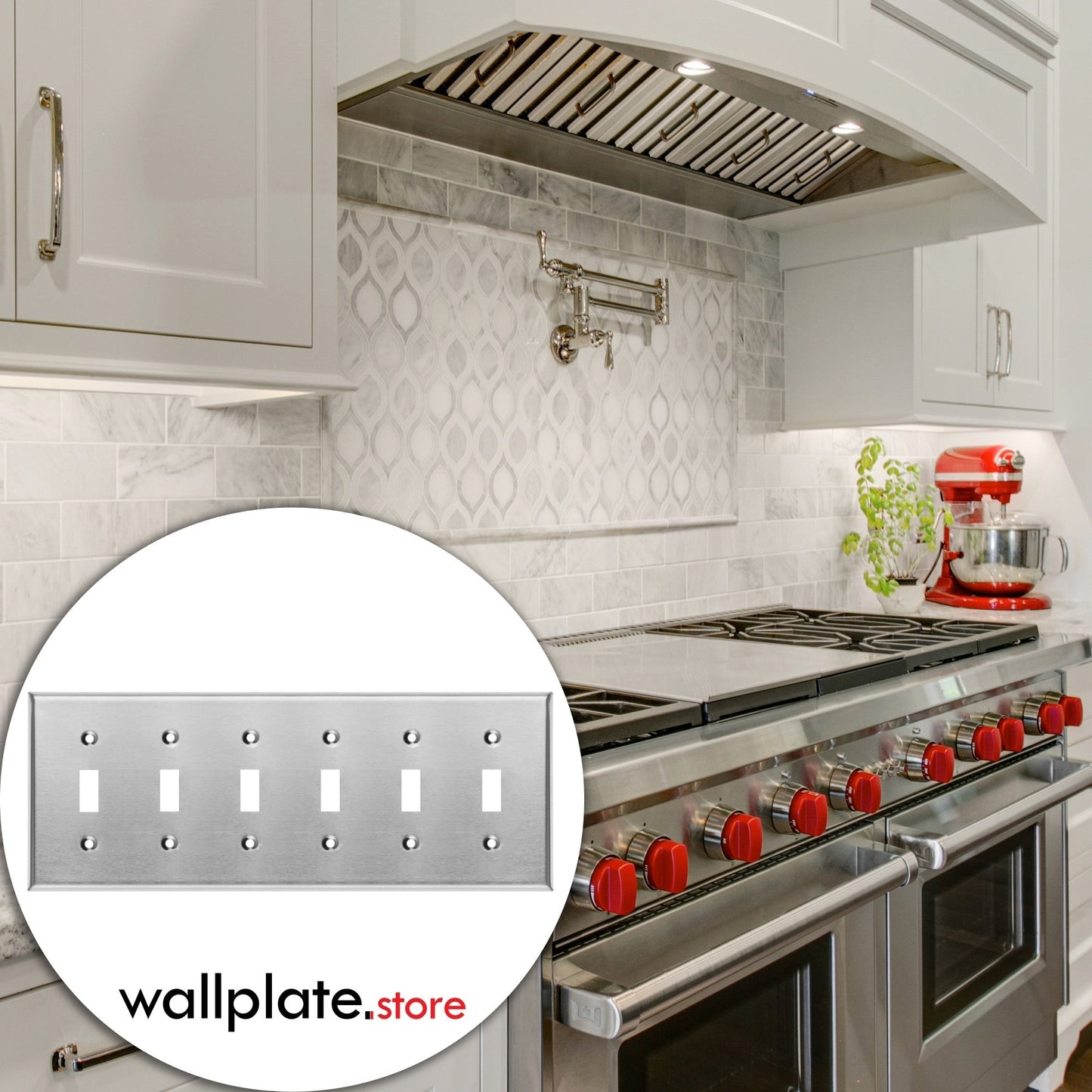 6 Gang Stainless Steel Toggle Switch Wall Plate Cover - Wallplate.Store - Little Red General Store
