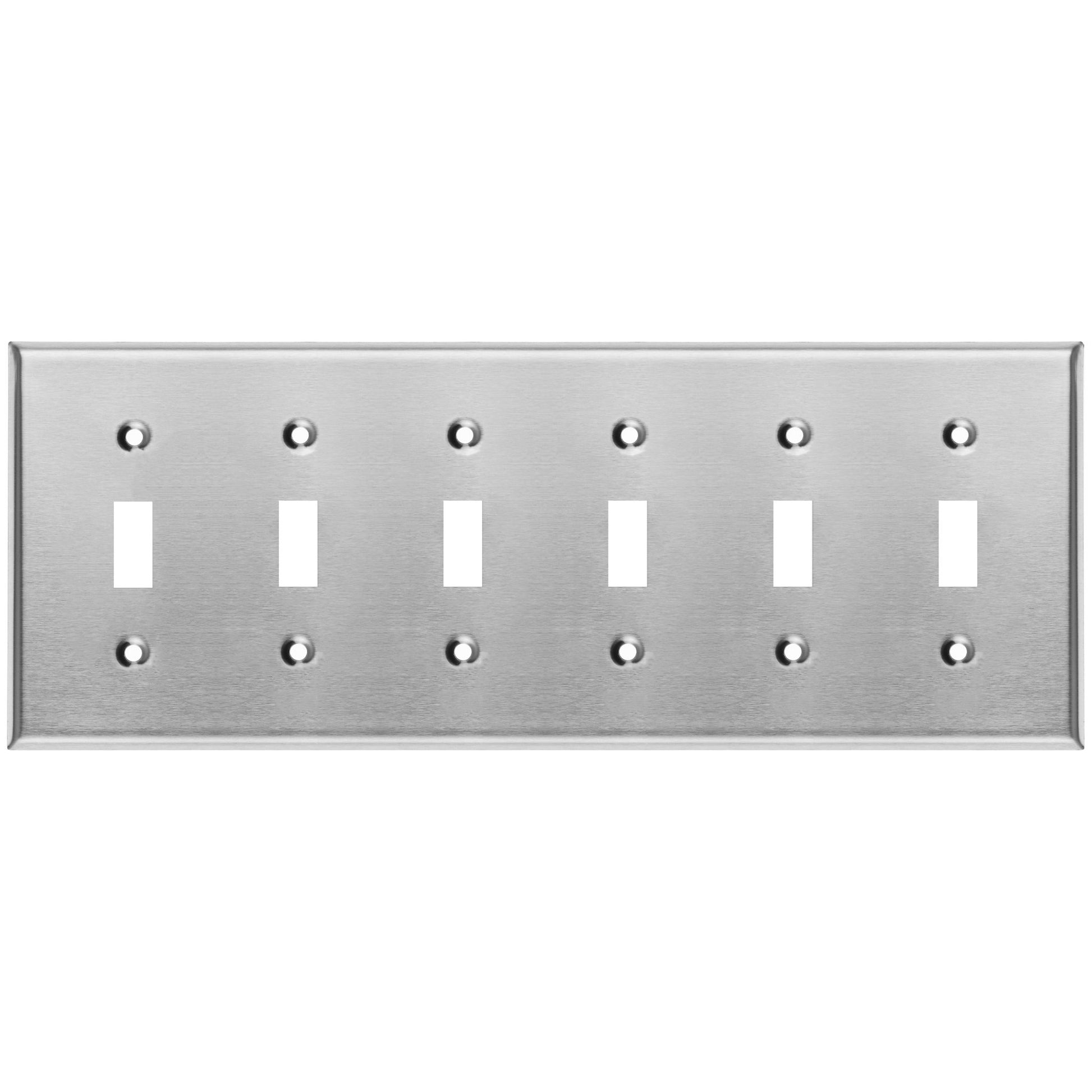 6 Gang Stainless Steel Toggle Switch Wall Plate Cover - Wallplate.Store - Little Red General Store