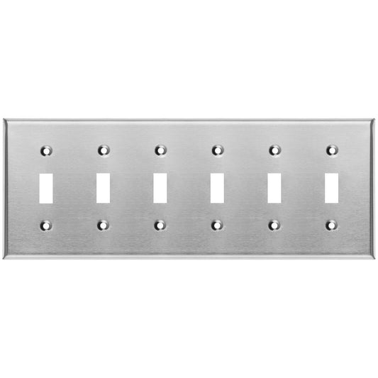6 Gang Stainless Steel Toggle Switch Wall Plate Cover - Wallplate.Store - Little Red General Store