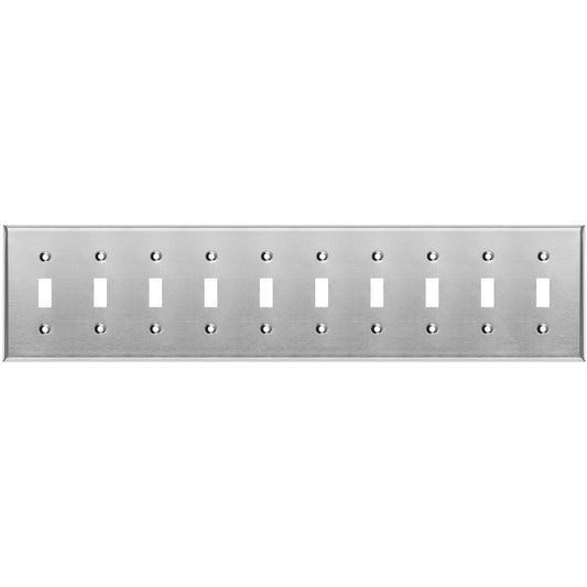 10 Gang Stainless Steel Toggle Switch Wall Plate Cover - Wallplate.Store - Little Red General Store