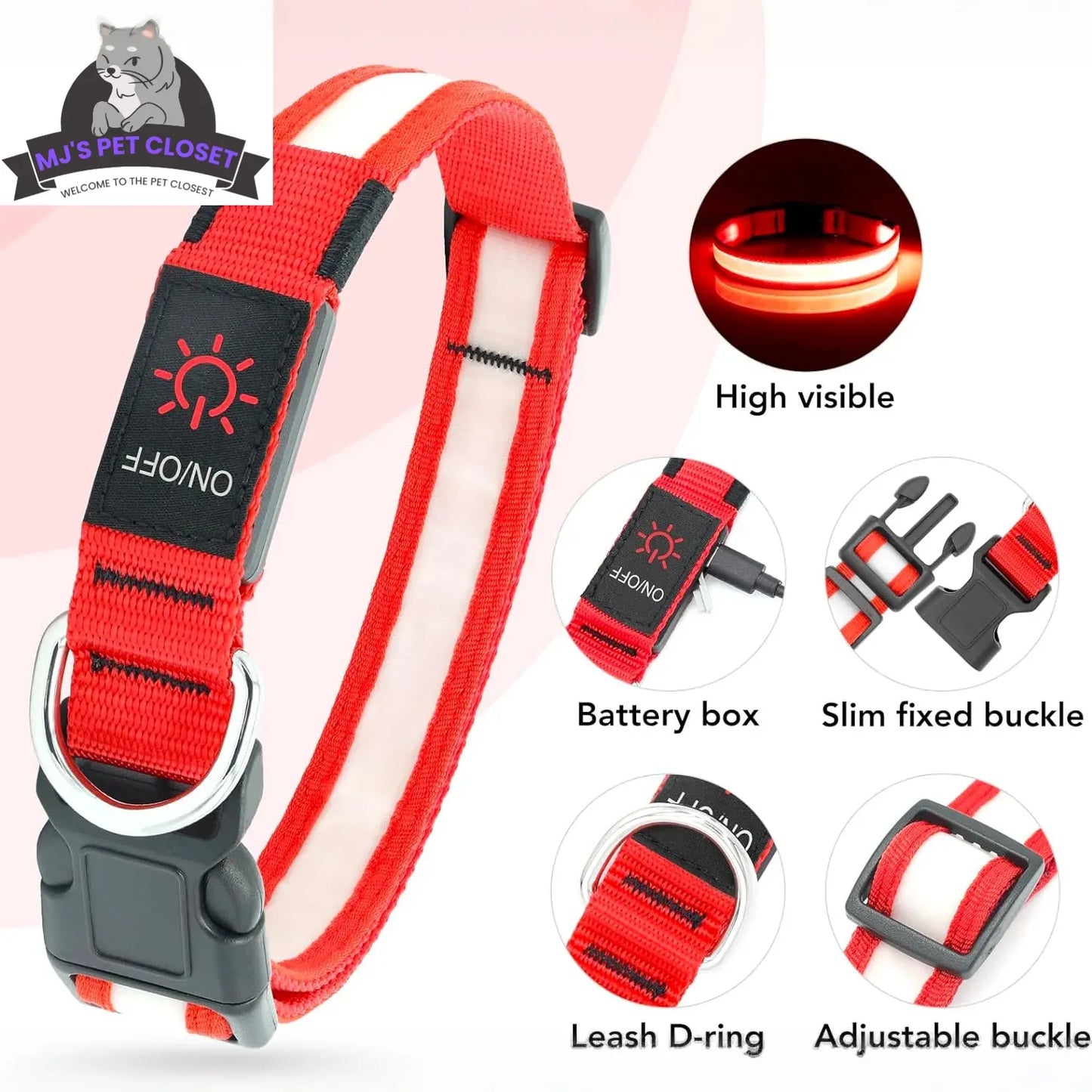 Brighten up your pup's night walks with our adjustable LED Dog Collar! 🌟 USB rechargeable & super safe! 🐾❤️