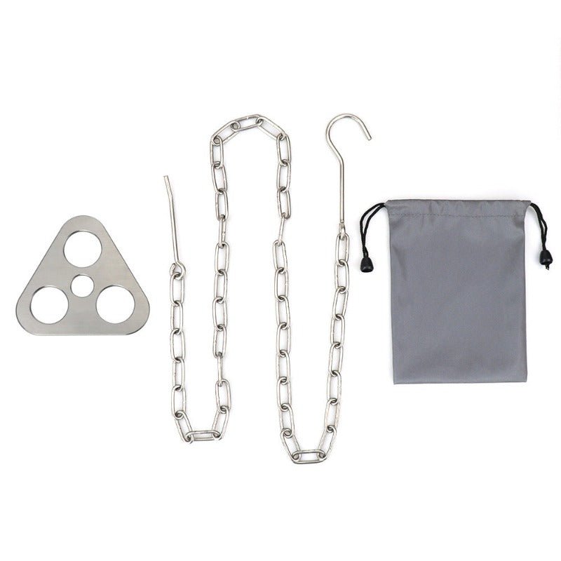 Outdoor Camping Triangular Hanging Pot Bracket Portable Tripod Ring Stainless Barbecue Rack Picnic Multifunctional Ring Hook - Wautton Outdoor Gear - Little Red General Store
