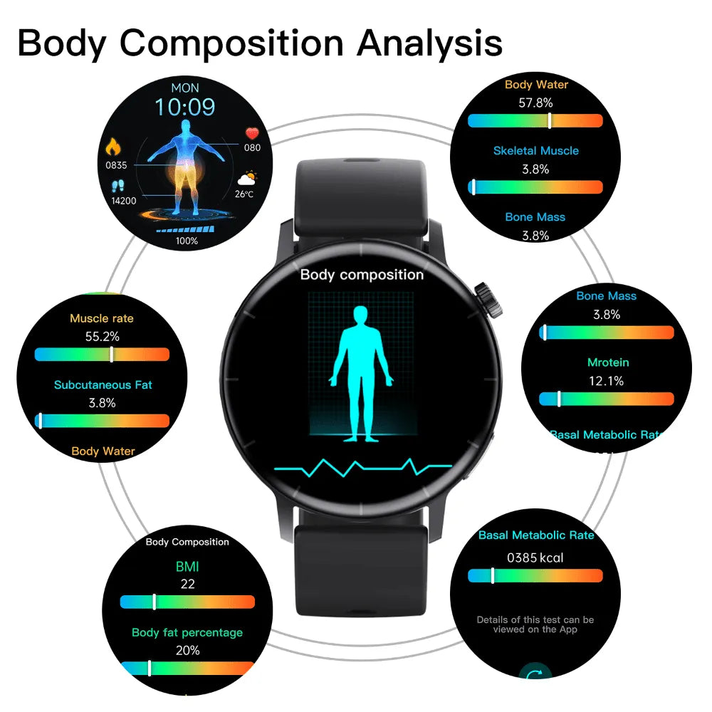 ECG monitor Smart Watch Non Invasive Blood Glucose Smart Watch with Blood Component Analysis - Wautton Outdoor Gear - Little Red General Store