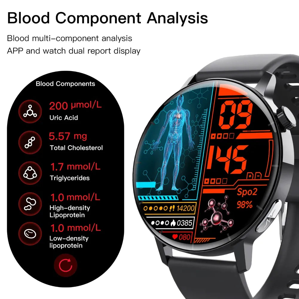 ECG monitor Smart Watch Non Invasive Blood Glucose Smart Watch with Blood Component Analysis - Wautton Outdoor Gear - Little Red General Store