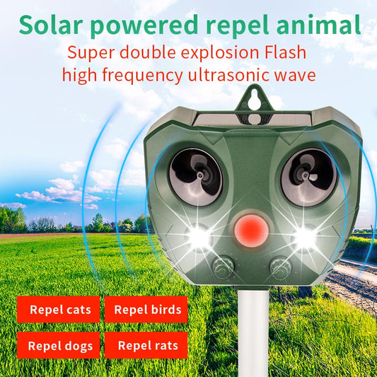 2024 Solar Ultrasonic Animal Repeller, Sonic Animal Repeller, Motion Detection, flashlights, Dog Cat Repellent, Squirrel, Raccoon, Skunk, Rodent, Fox, Deer, Bird deterrents for outside - Wautton Outdoor Gear - Little Red General Store