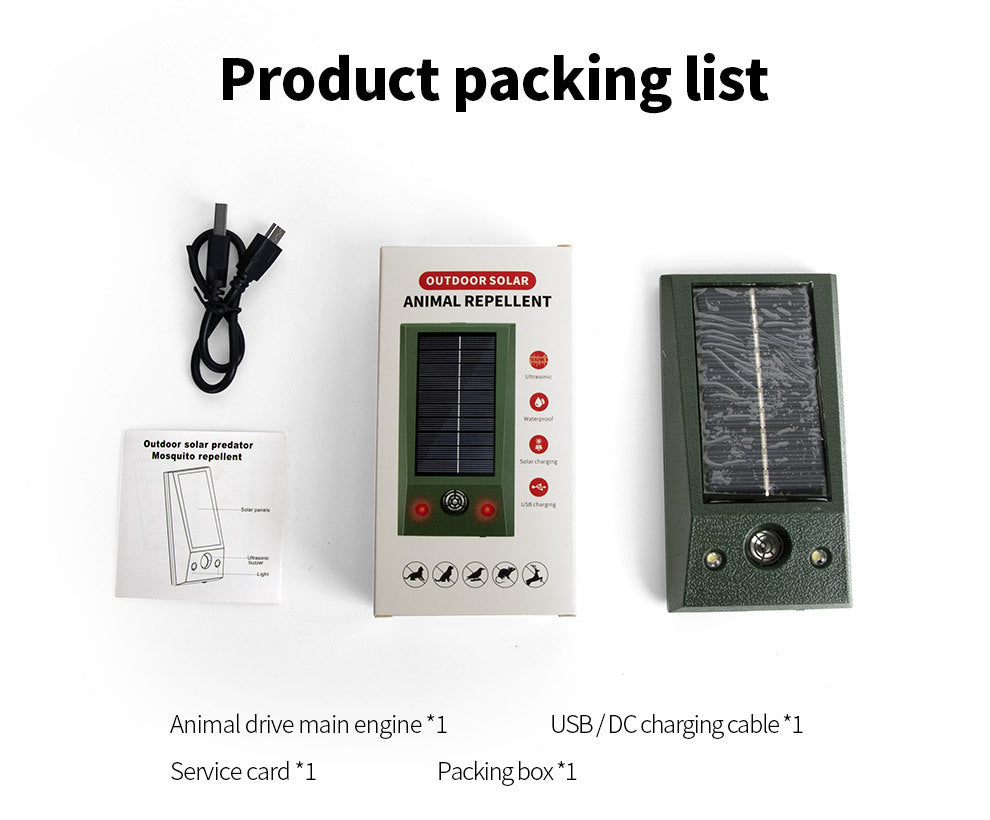 Ultrasonic Animal Repeller Outdoor Mouse Repellent Devices with Strobe Flashing Light Waterproof Solar Animal Repeller - Wautton Outdoor Gear - Little Red General Store