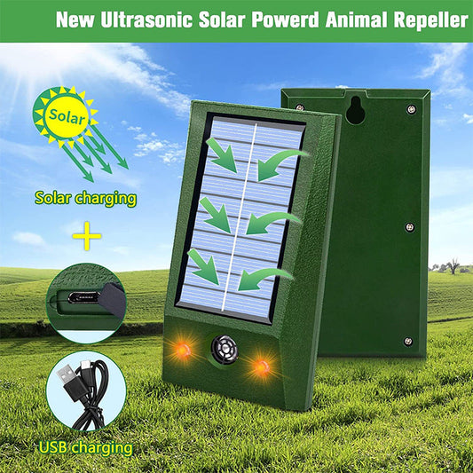 Ultrasonic Animal Repeller Outdoor Mouse Repellent Devices with Strobe Flashing Light Waterproof Solar Animal Repeller - Wautton Outdoor Gear - Little Red General Store