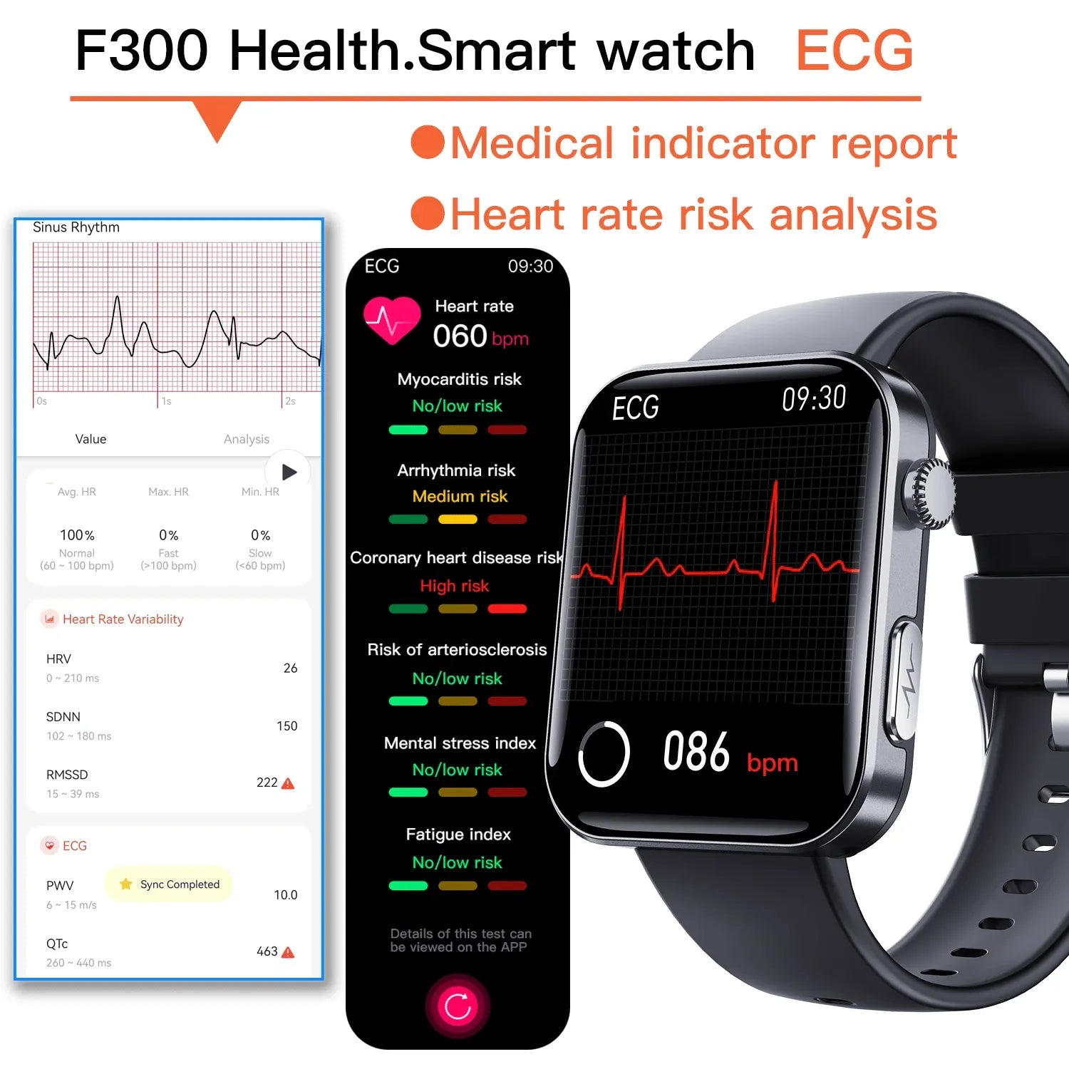 ECG smart watch with blood pressure monitor body temperature blood glucose heart rate blood oxygen - Wautton Outdoor Gear - Little Red General Store