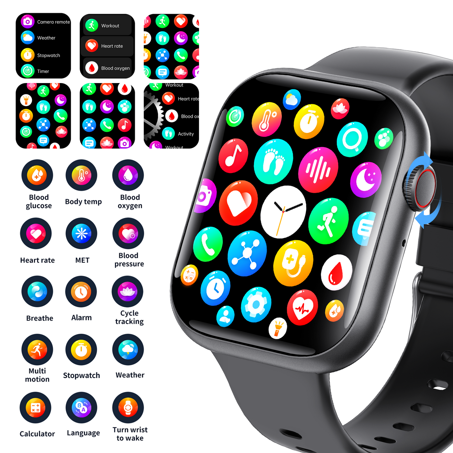 Smart Watch for Men Women Health: blood sugar monitor blood lipids Uric acid - Wautton Outdoor Gear - Little Red General Store