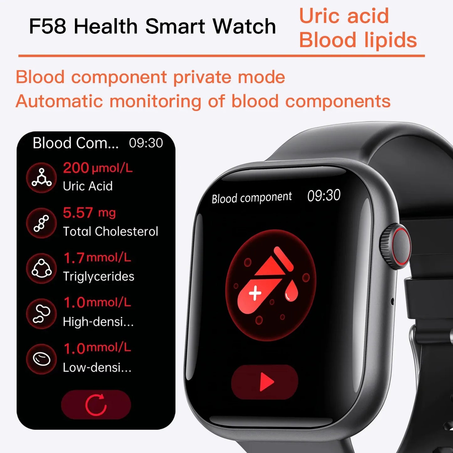 Smart Watch for Men Women Health: blood sugar monitor blood lipids Uric acid - Wautton Outdoor Gear - Little Red General Store