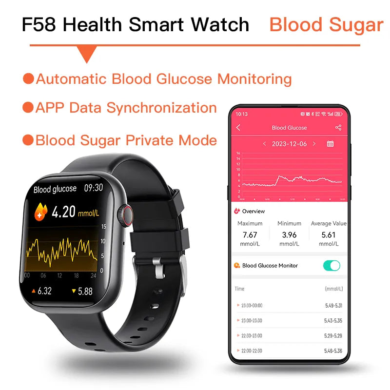 Smart Watch for Men Women Health: blood sugar monitor blood lipids Uric acid - Wautton Outdoor Gear - Little Red General Store
