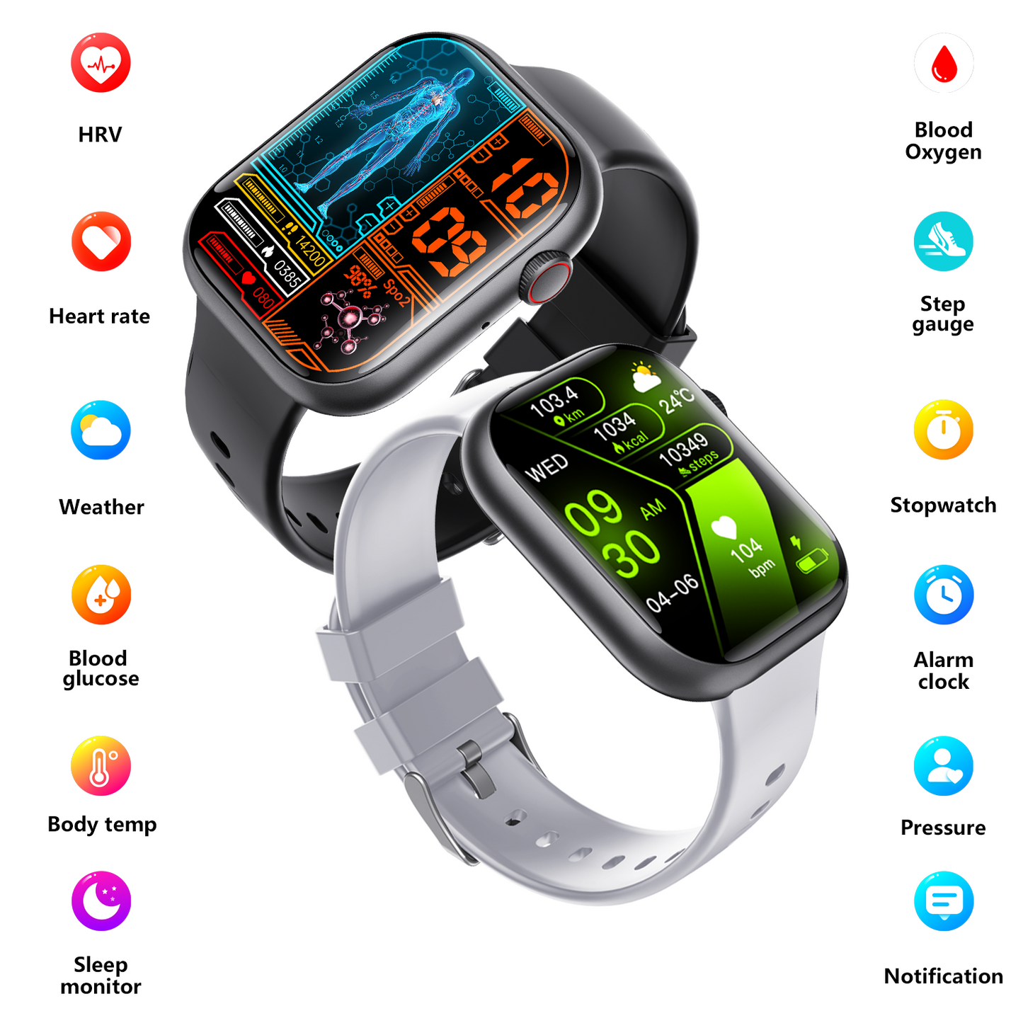 Smart Watch for Men Women Health: blood sugar monitor blood lipids Uric acid - Wautton Outdoor Gear - Little Red General Store