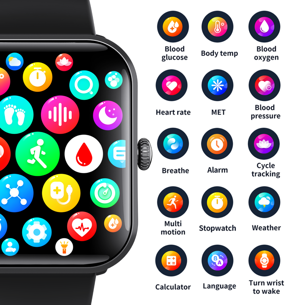 Blood Sugar Glucose Monitor Smart Watch for Diabetics SOS Emergency Alarm Call - Wautton Outdoor Gear - Little Red General Store