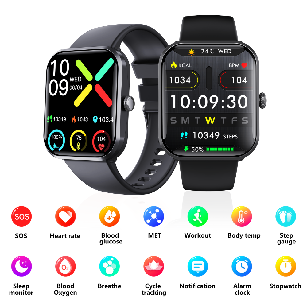 Blood Sugar Glucose Monitor Smart Watch for Diabetics SOS Emergency Alarm Call - Wautton Outdoor Gear - Little Red General Store