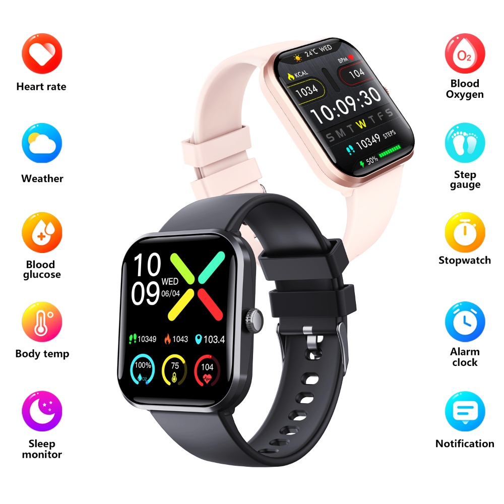 Blood Sugar Glucose Monitor Smart Watch for Diabetics SOS Emergency Alarm Call - Wautton Outdoor Gear - Little Red General Store