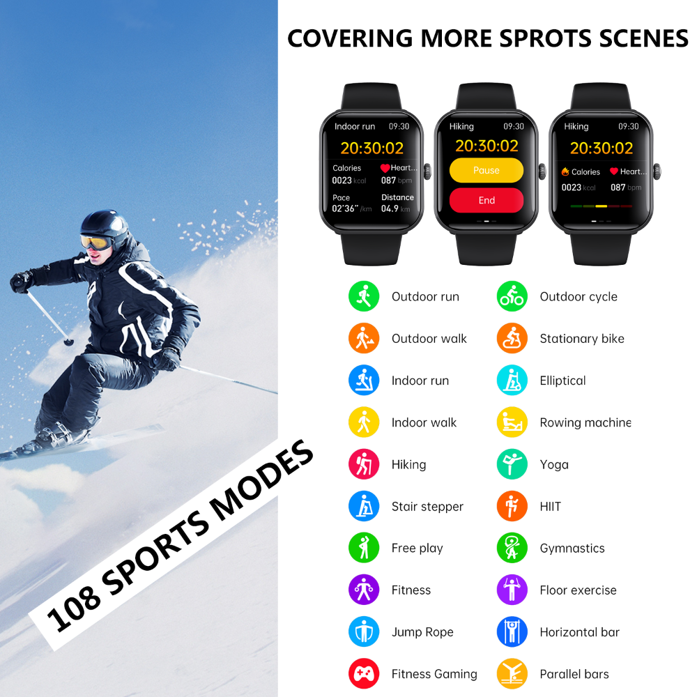 Blood Sugar Glucose Monitor Smart Watch for Diabetics SOS Emergency Alarm Call - Wautton Outdoor Gear - Little Red General Store