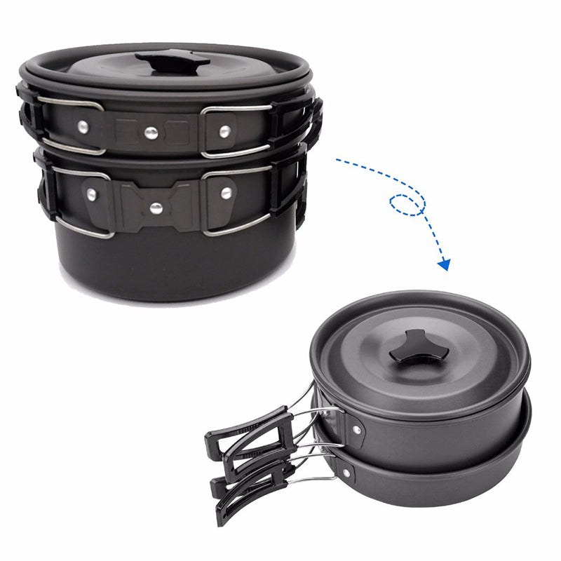 2 - 3 person Camping Cooking Ware Sets Pots Pans Picnic - Wautton Outdoor Gear - Little Red General Store