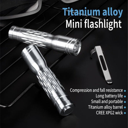 Titanium alloy flashlight strong light powerful long - range super bright searchlight camping hunting outdoor flashlight - Wautton Outdoor Gear - Little Red General Store