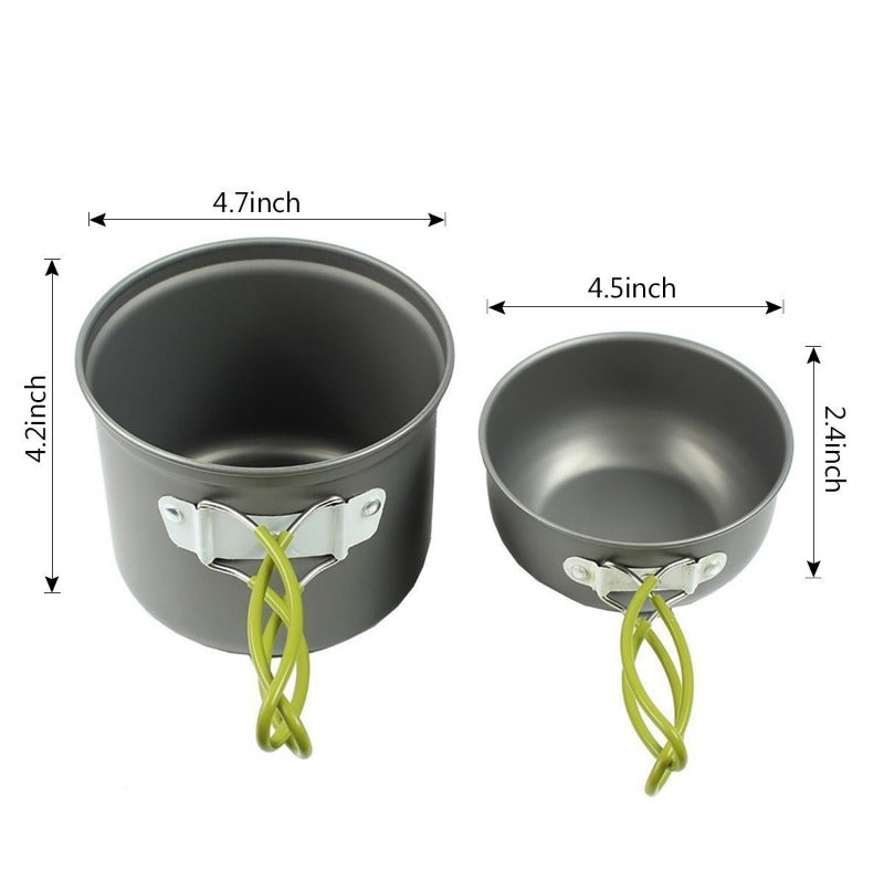 Outdoor Camping Cookware Backpacking Bowl Pot+ Mini Canister Stove Burner Foldable - Wautton Outdoor Gear - Little Red General Store