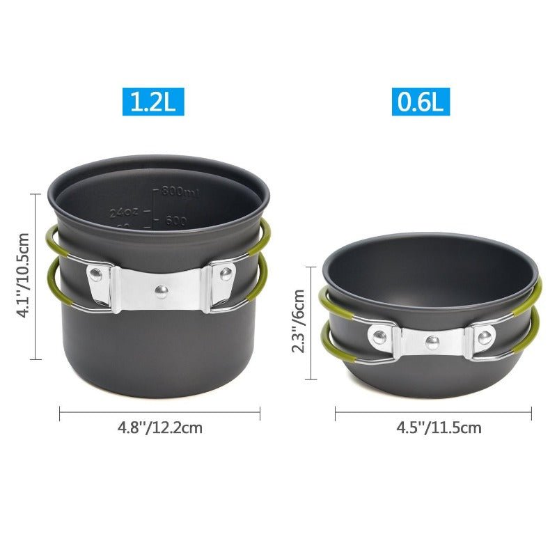 Camping Cookware Mess Kit with Mini Stove,Lightweight Pot Tank Bracket - Wautton Outdoor Gear - Little Red General Store