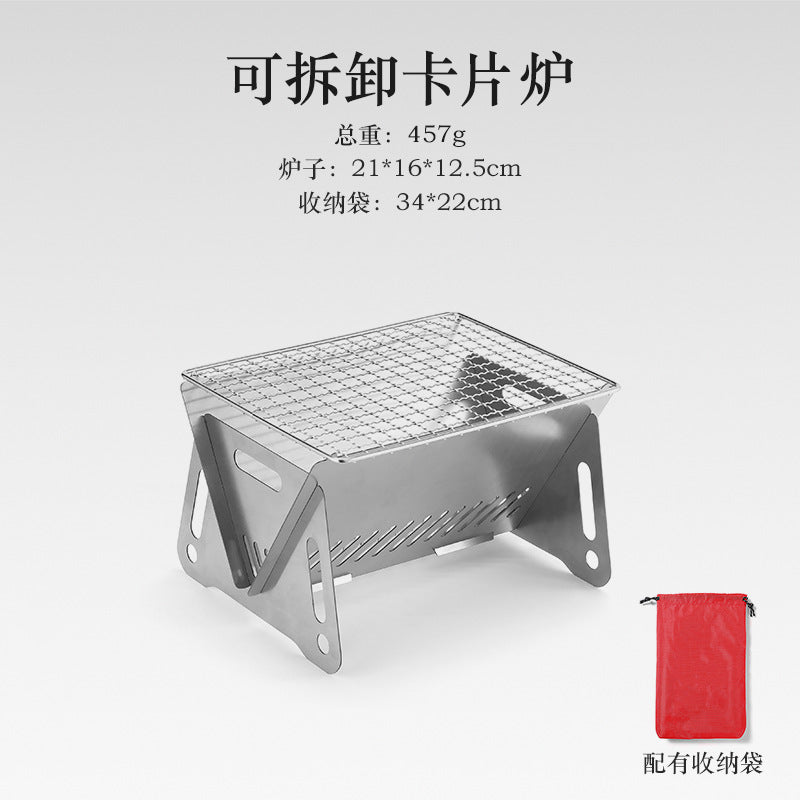 Portable Folding Barbecue Grill Heating Stoves Multifunction Camping BBQ Grill Rack Net Firewood Stove Stainless steel BBQ Grill - Wautton Outdoor Gear - Little Red General Store