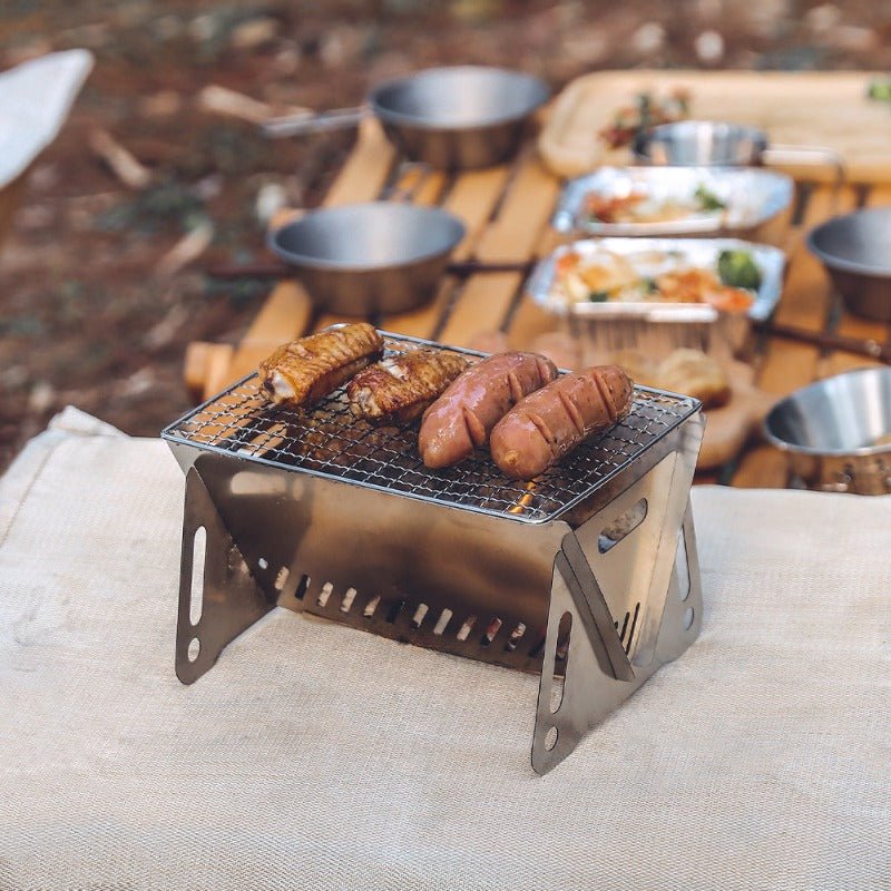 Portable Folding Barbecue Grill Heating Stoves Multifunction Camping BBQ Grill Rack Net Firewood Stove Stainless steel BBQ Grill - Wautton Outdoor Gear - Little Red General Store