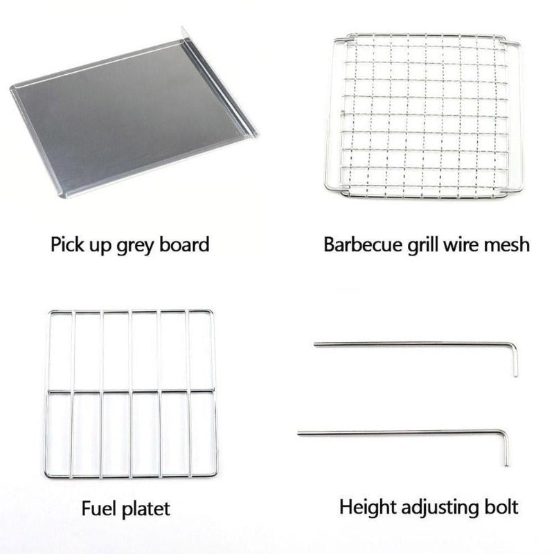 Wood Burning Camp Stove Folding Stainless Steel BBQ Outdoor Survival - Wautton Outdoor Gear - Little Red General Store