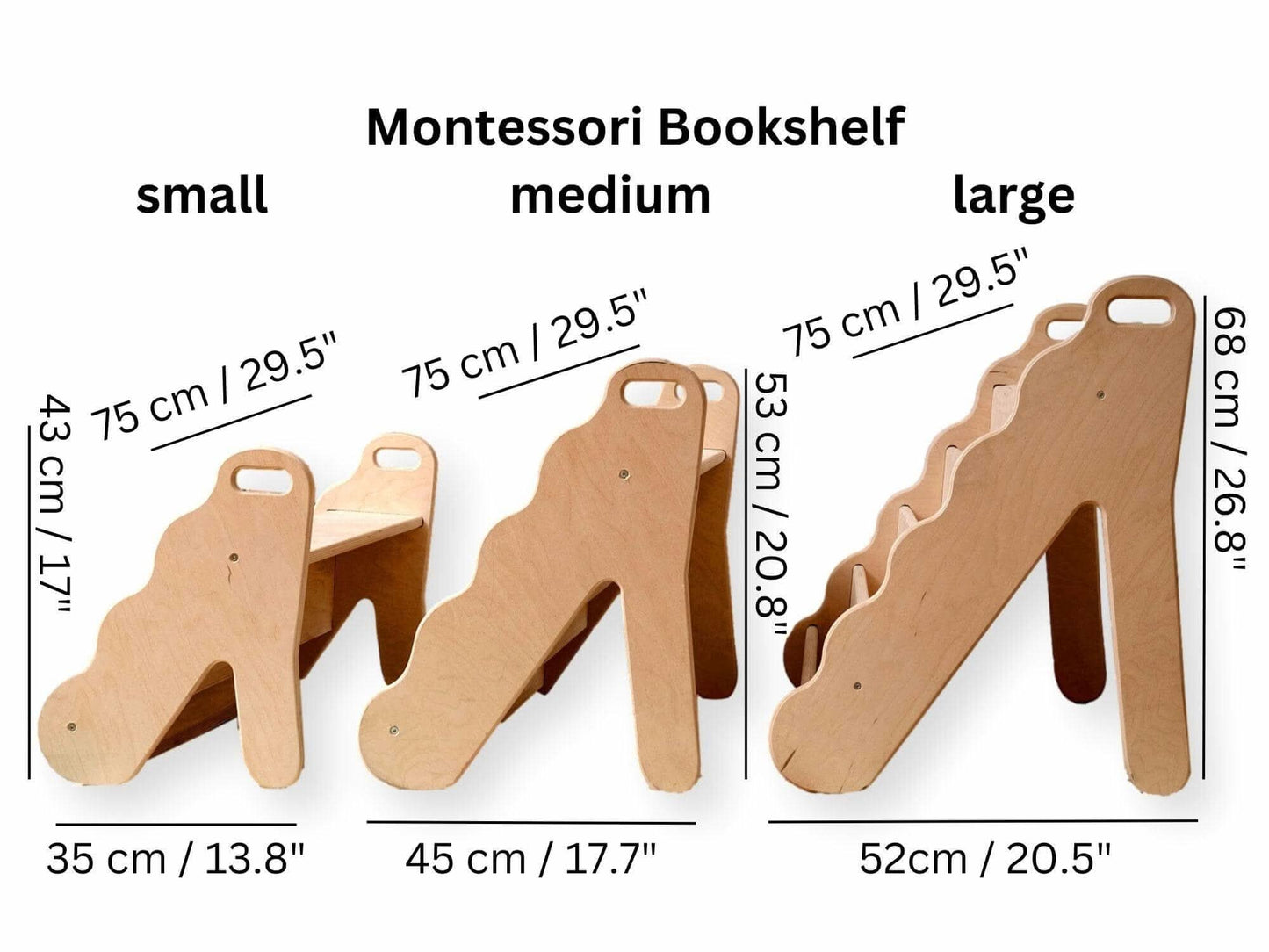 Curved Wooden Bookshelf in Multiple Sizes – Elegant Wave Design