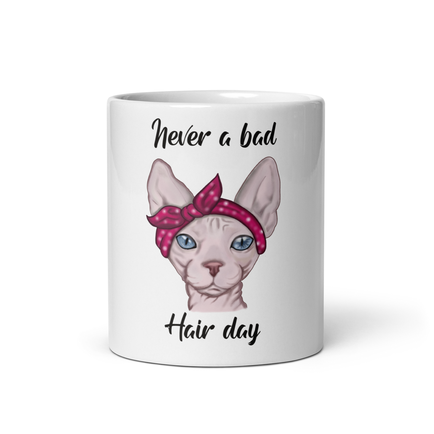 "NEVER A BAD HAIR DAY" SPHYNX COFFEE MUG