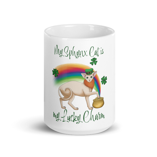 "MY SPHYNX IS MY LUCKY CHARM" COFFEE MUG