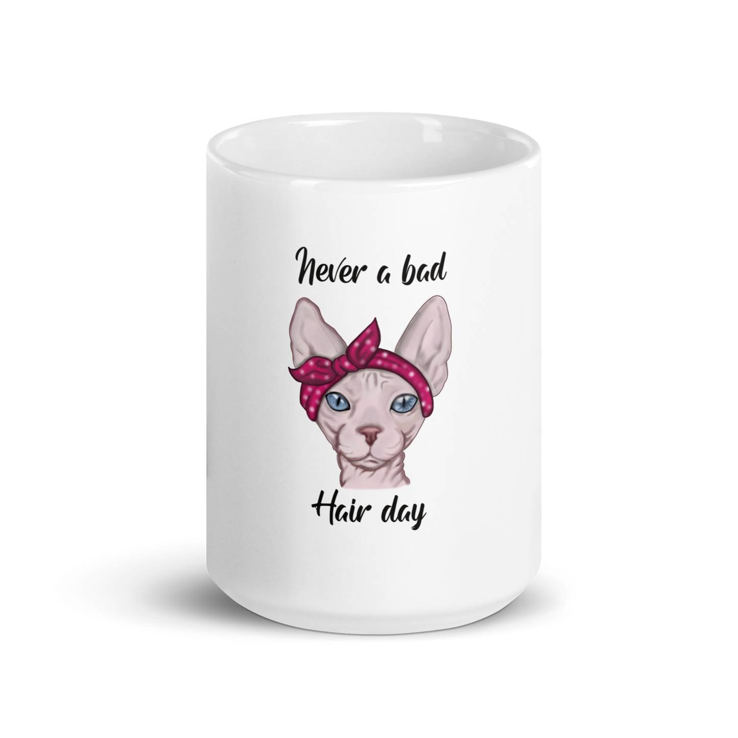"NEVER A BAD HAIR DAY" SPHYNX COFFEE MUG
