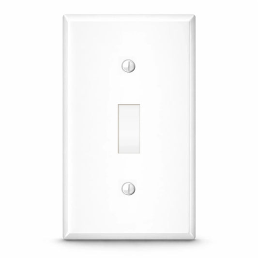 1-Gang White Metal Toggle Switch Wall Plate – Standard Size - Made in USA