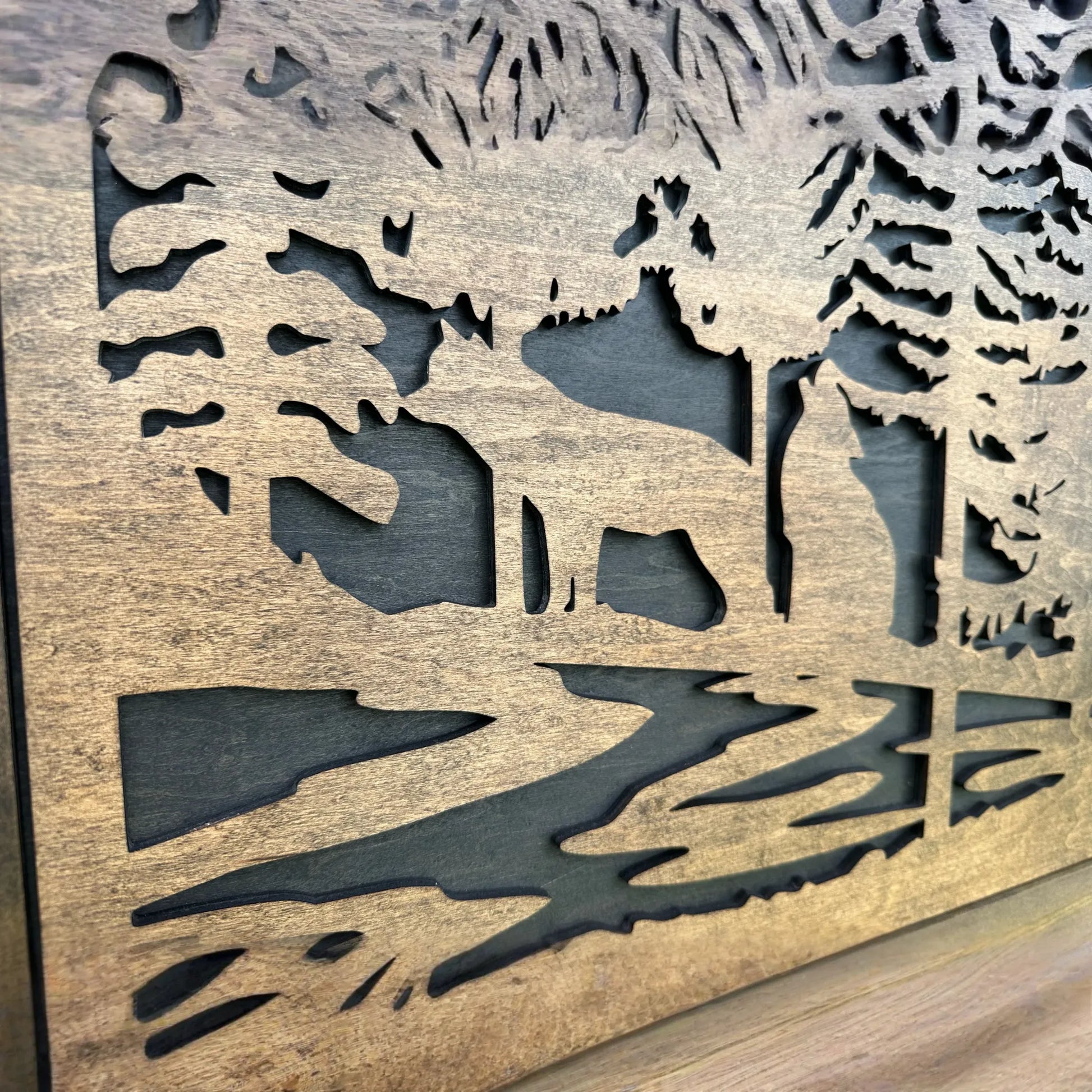 Large Hidden Gun Storage Cabinet Wolf Scene Wall Decor - Wolves In The Woods